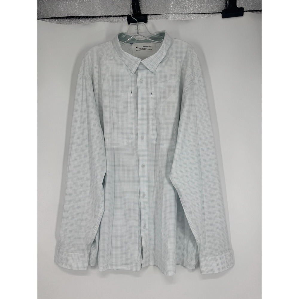 Under Armour HeatGear Vented Fishing Shirt Long Sleeve Button Up Mens 3XL Plaid